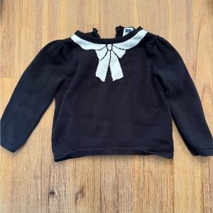 Janie and Jack Black Sweater with White Bow